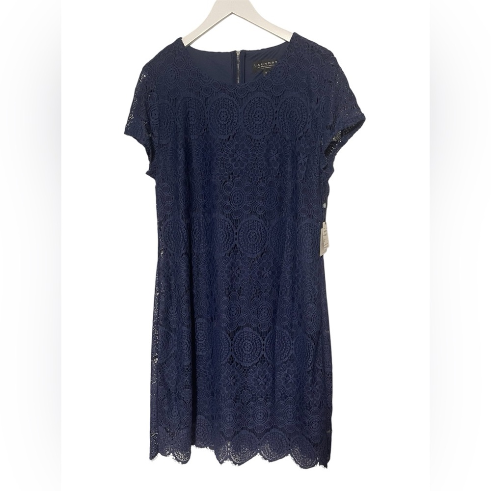 Laundry By Shelli Segal Navy Lace Scallop Dress NWT Size 14